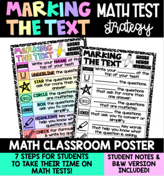 Preview of Math Test Taking Strategy Poster