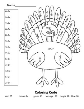 Math Thanksgiving Color The Code By Perry's Pearls 