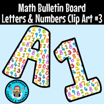 Preview of Math Theme Easy Cut Bulletin Board Letters and Numbers Clip Art- Volume 3