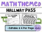 Math Themed Hallway Pass - Editable