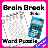 Math Themed Word Puzzle Brain Break Activity