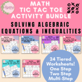 Math Tic Tac Toe Activity Bundle // Algebraic Equations & 