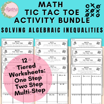 Preview of Math Tic Tac Toe Activity Bundle // Algebraic One, Two & Multi-Step Inequalities