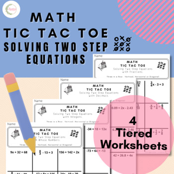 Preview of Math Tic Tac Toe Activity // Solving Algebraic Two Step Equations