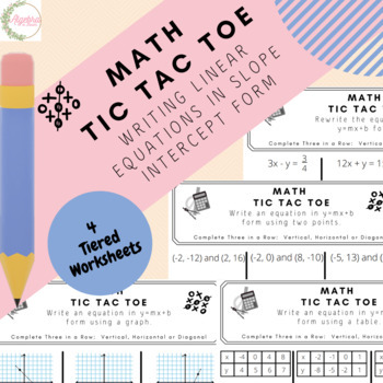 Preview of Math Tic Tac Toe // Writing Linear Equations in Slope Intercept Form Activity