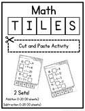 Math Tiles Cut & Paste Activity! (Addition 0-20, Subtracti