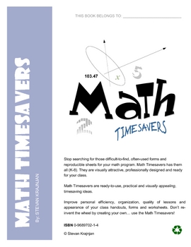 Preview of Math Timesavers - often used math forms, worksheets, and printables