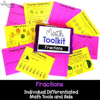 Preview of Math Tool Kit Aids Fractions 3rd Grade Distance learning Digital & Print Google