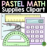 Math Tools School Supplies Clipart in Calm Pastel Colors (