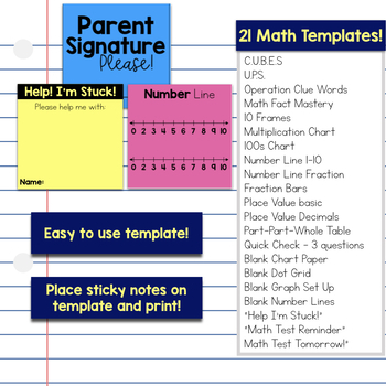 Math Tools Sticky Notes Templates By Drop Your Anchor Tpt