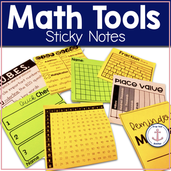 Preview of Math Tools Sticky Notes Templates