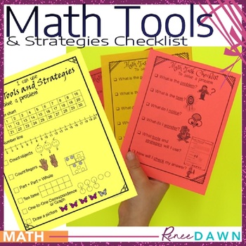 Preview of Math Tools and Strategies Checklist for Kindergarten and First Grade