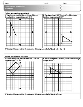 Preview of Math: Translations, Rotations, Reflections (Transformations, Geometry)