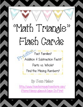 Preview of 'Math Triangle' Flash Cards, Fact Families, Addition and Subtraction Facts