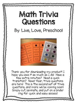 Math Trivia Questions By Live Love Preschool Teachers Pay Teachers