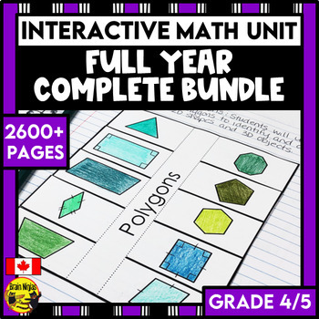 Preview of Math Unit Year Long Bundle | Grade 4 Grade 5 | Interactive Math Units for Canada