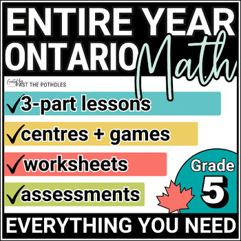 Preview of UPDATED FULL YEAR of GRADE 5 Ontario Math Lesson Plans Activities Assessments