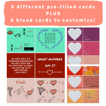 Preview of Math Valentine's Day Cards - middle and high school