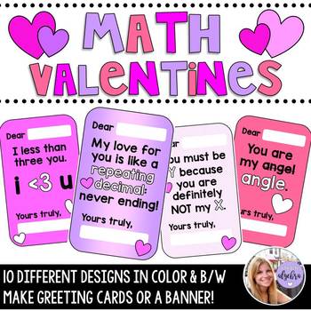 Preview of Math Valentines!  Perfect For Valentine's Day Cards or Banner