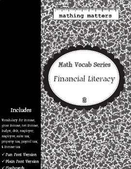 Preview of Math Vocab 8: Financial Literacy