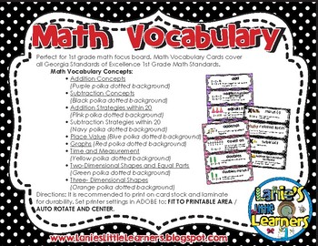 math vocabulary 1st grade printables by lanies little