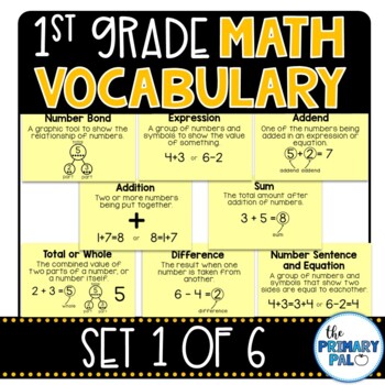 Preview of First Grade Math Vocabulary Set 1