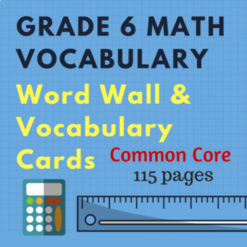 Math Vocabulary 6th Grade Cards And Word Wall Common Core Tpt