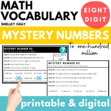 Math Vocabulary 8-Digit Mystery Numbers - Problem-Solving,