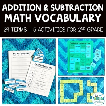 Preview of Math Vocabulary Activities for 2nd Grade - Addition & Subtraction