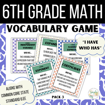 Preview of Math Vocabulary Activity- "I Have, Who Has" Game (Pack 3)
