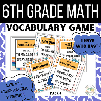 Preview of Math Vocabulary Activity- "I Have, Who Has" Game (Pack 4)