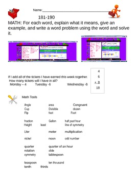 Preview of Map Math Vocabulary Activity by Rit Band from  181-250