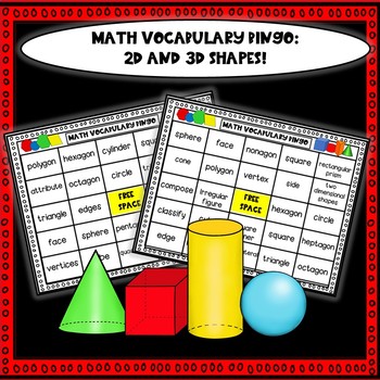 Preview of 2D and 3D Shapes Vocabulary BINGO | 2nd Grade Math Games