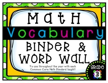 Preview of Math Vocabulary Binder and Word Wall (A Work in Progress)