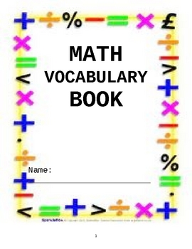 Preview of Math Vocabulary Book