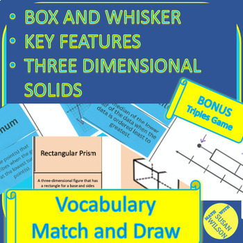 Preview of Vocabulary Bundle- Key Features, Box and Whisker, and Three Dimensional Solids