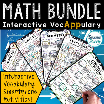 Preview of Math Vocabulary Words Games Cards Activities Interactive VocAPPulary™ 5th Grade