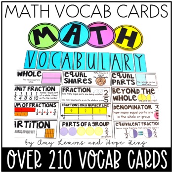 Preview of 2nd and 3rd Grade Math Vocabulary Cards:  210 Math Terms for 2nd and 3rd Grades