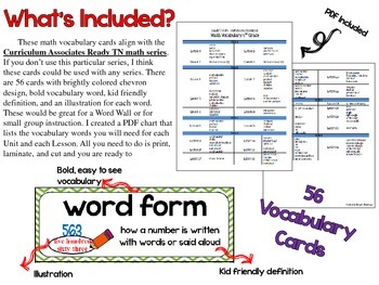 Math Vocabulary Cards { 4th Grade Ready TN } by Brittany Ensminger