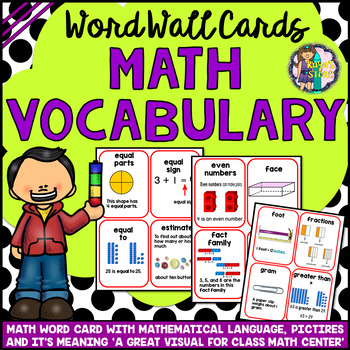 Preview of Math Vocabulary Cards A to Z (Math Word Wall Cards)