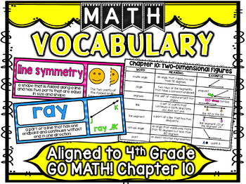 Preview of Math Vocabulary Cards Aligned to 4th Grade GO Math! Chapter 10