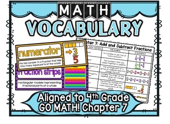 Preview of Math Vocabulary Cards Aligned to 4th Grade GO Math! Chapter 7