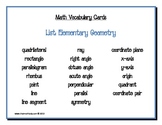 Math Vocabulary Cards: Elementary Geometry