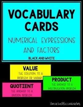 Preview of Math Vocabulary Cards - Numerical Expressions and Factors