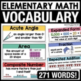 Math Word Wall Vocabulary Cards Posters Definitions & Visu