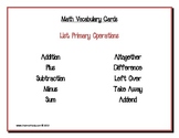 Math Vocabulary Cards: Primary Operations