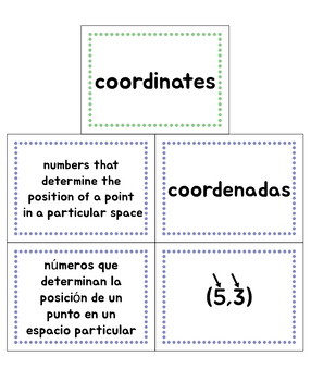 Preview of Math Vocabulary Cards Set 2 - Coordinate Plane (for ESL/ELL students)