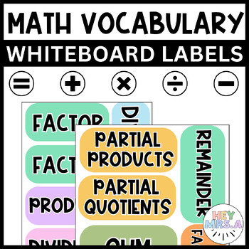 Preview of Math Vocabulary Cards - Whiteboard Labels | Multiplication & Division