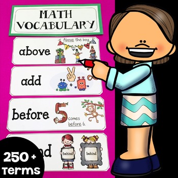 Preview of Math Vocabulary Cards Word Wall for 1st & 2nd Grades {Focus Wall}