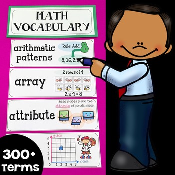 Preview of Math Vocabulary Cards Word Wall for 3rd, 4th & 5th Grades {Focus Wall}